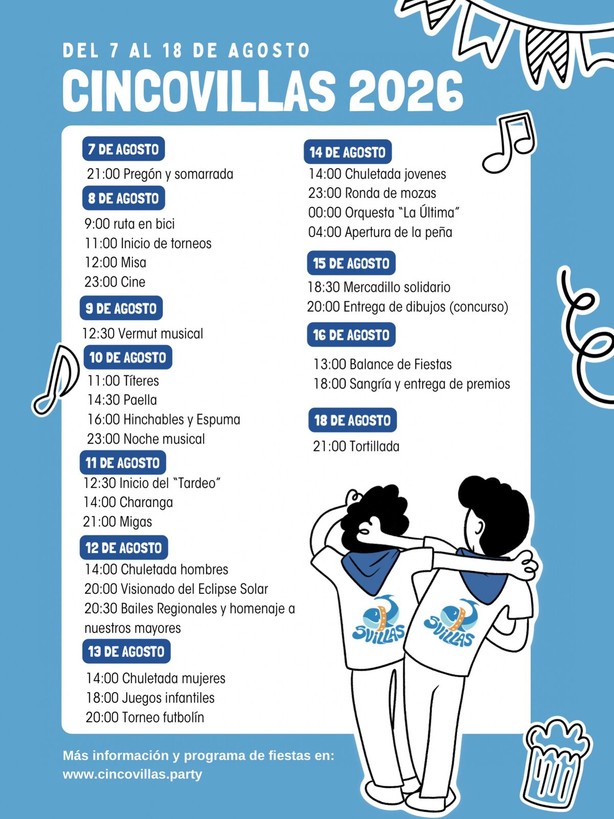 Cartel del programa de fiestas de Cincovillas 2026
